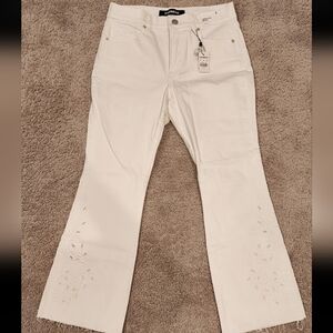 Express cropped flare high rise white jeans size 8